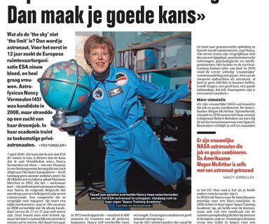 Het Laatste Nieuws 10 februari 2021 kandidaat-astronauten